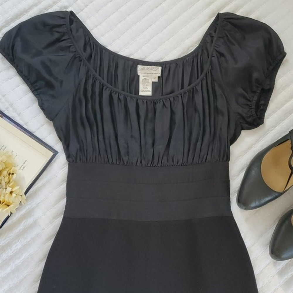 Classic Little Black Cocktail Dress Medium Cummerbund Waistband Formal Party - Picture 3 of 15